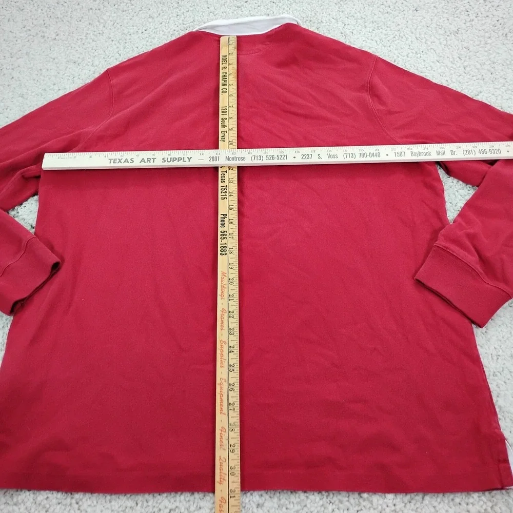 Polo Ralph Lauren Shirt Mens 2XL XXL Red Rugby Big Pony Logo Custom Slim Fit A2*